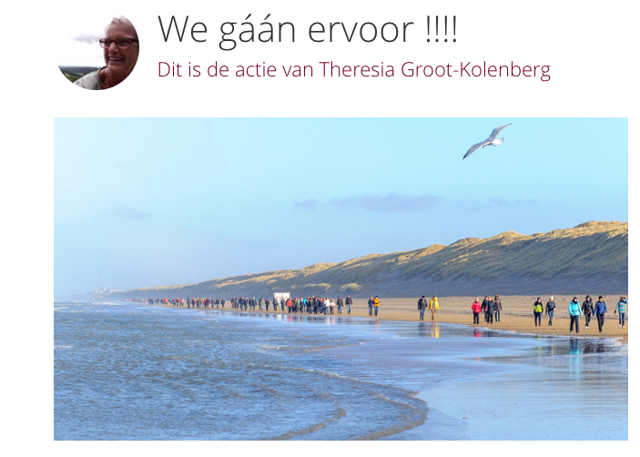 Theresia Groot-Kolenberg wandelt Egmondloop ten bate van Reumafonds